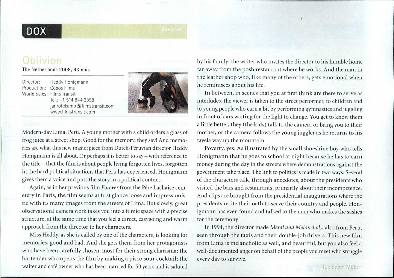 Dox review of El Olvido